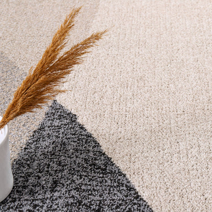 Living Room Rug Fiesta with Geometric Design in Beige Grey Cream