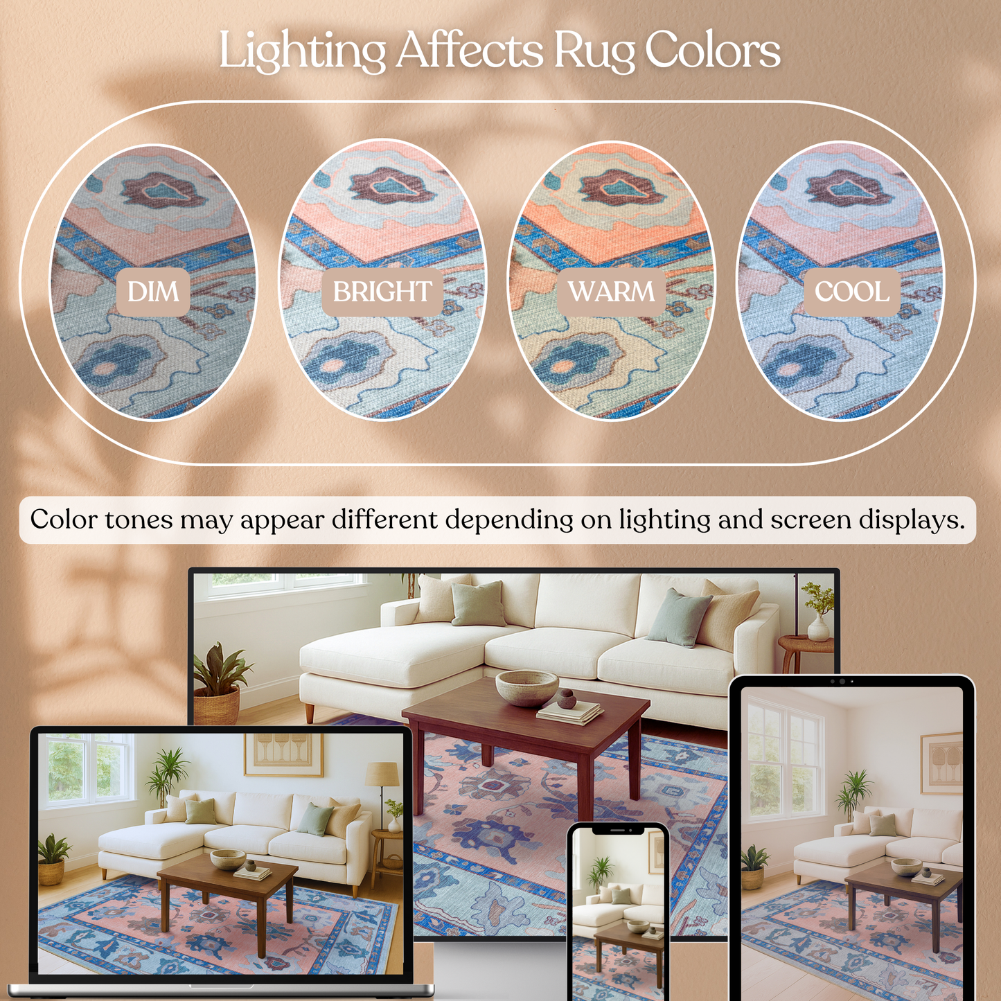 Menna Salmon Orange Blue Modern Oushak Rug