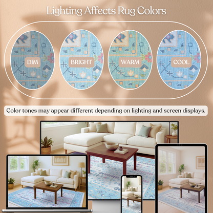 Annela Pastel Light Blue Modern Oushak Rug