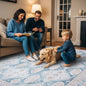 Samara Cream Blue Distressed Turkish Rug