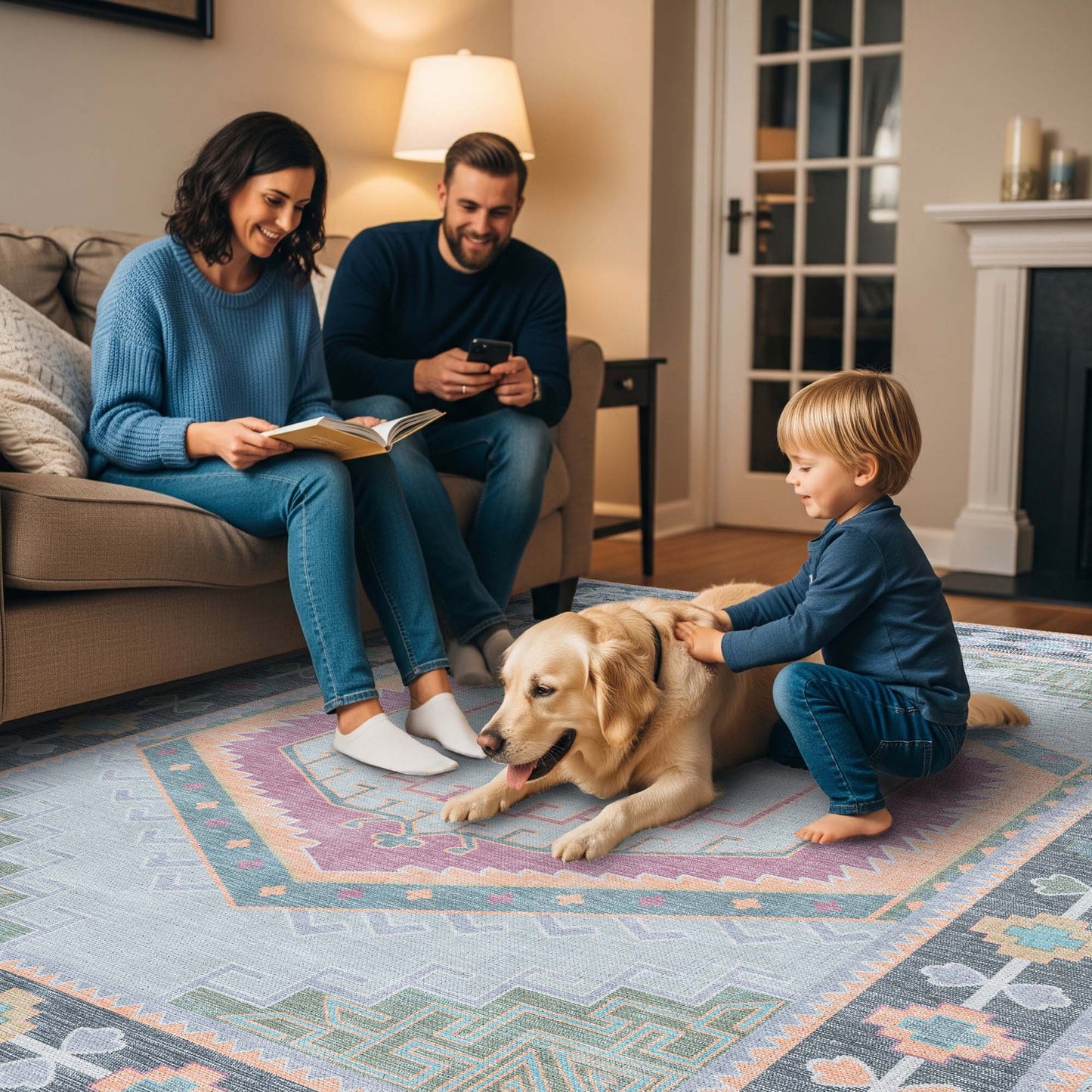 Kyra Green Pink Aesthetic Oushak Rug