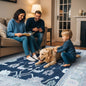 Nurul Navy Blue Modern Oushak Rug