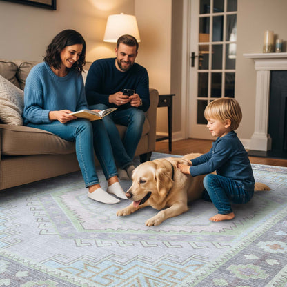 Eloise Faded Pastel Green Modern Oushak Rug