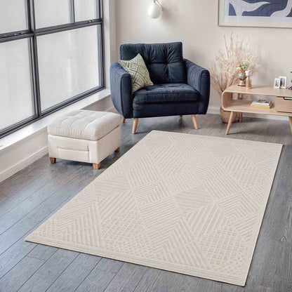 Fava White Machine Woven Rug