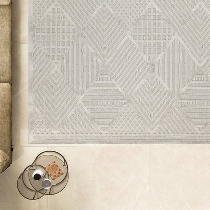 Fava White Machine Woven Rug