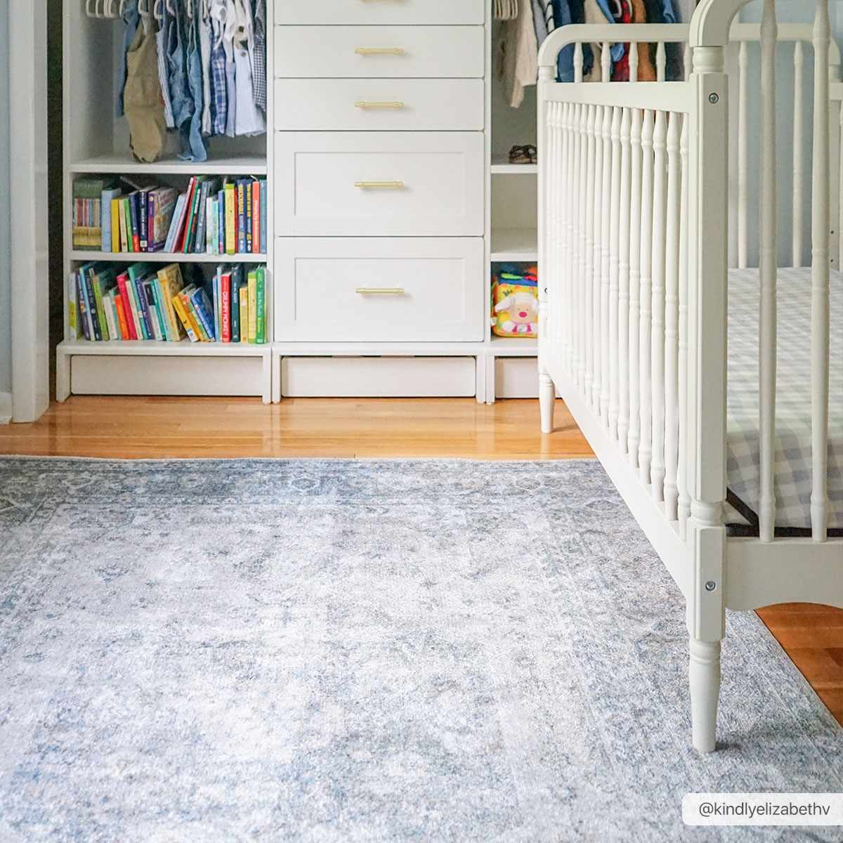 Gael Blue Flat Pile Washable Rug