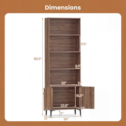 Giantex Bookshelf with Doors and 2 Anti-Tipping Kits for Home Office