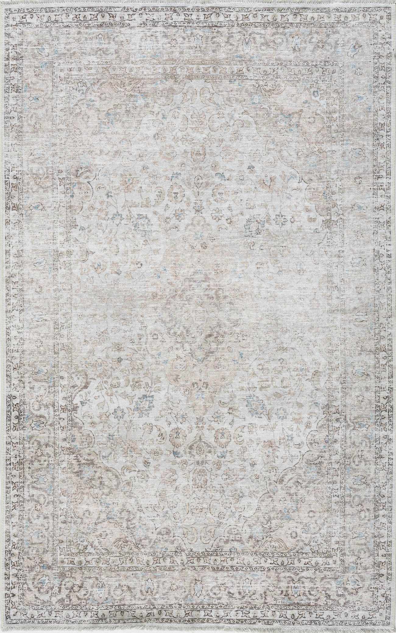 Cream Holi-2301 Washable Area Rug