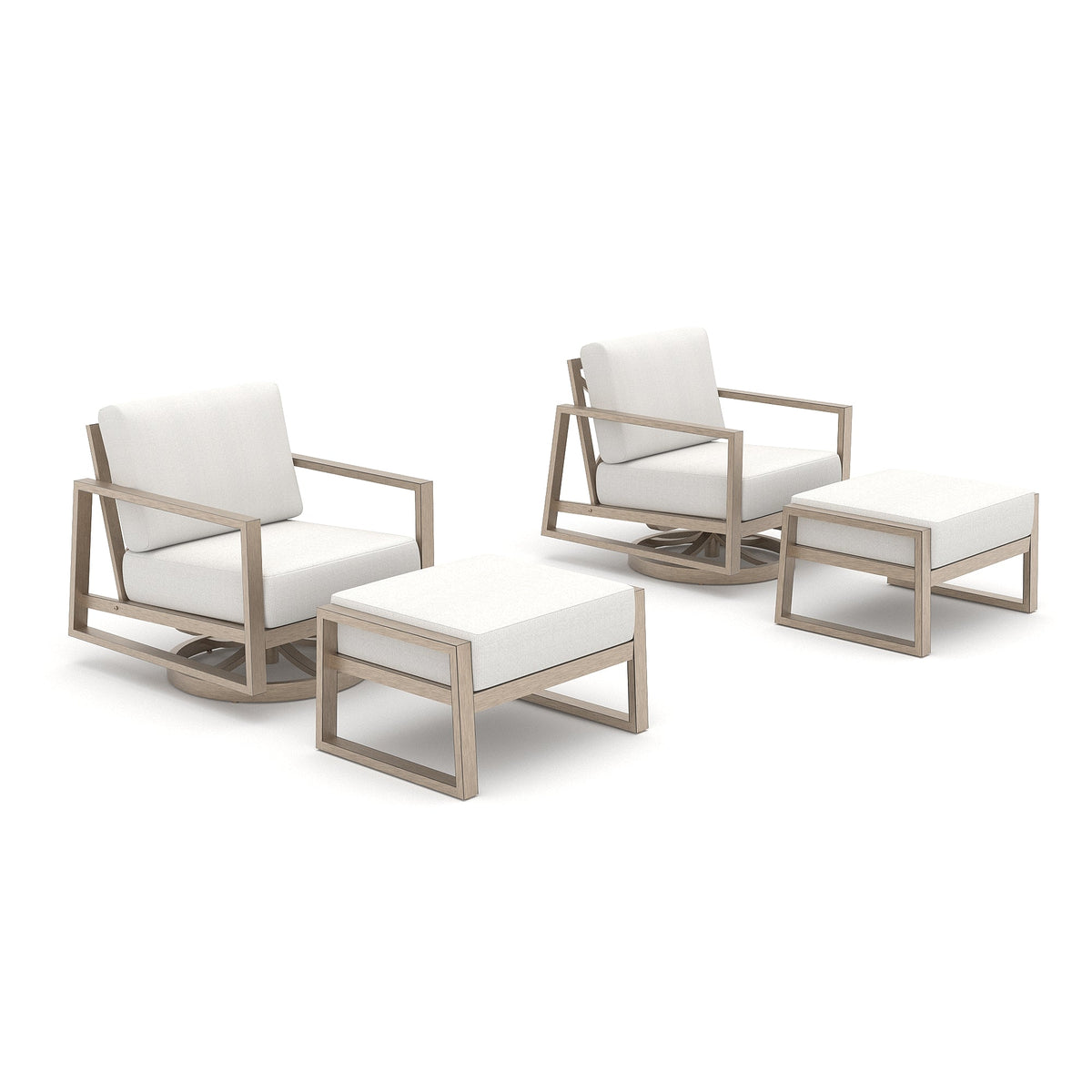Hamarto Patio Aluminum 2 Swivel Chair And 2 Ottoman