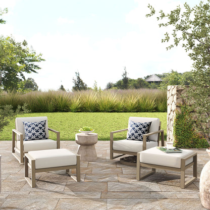 Hamarto Patio Aluminum 2 Swivel Chair And 2 Ottoman