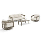 PEAKHOME Harmonti Patio 4-Piece Aluminum Swivel Conversation Sofa Set With Cushions