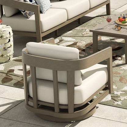 PEAKHOME Harmonti Patio 4-Piece Aluminum Swivel Conversation Sofa Set With Cushions