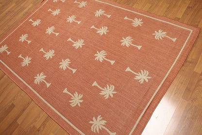 5'4"x7'8" Terracota, Beige, Multi Color Machine Made Polypropylene Indoor Outdoor Turkish Dhurry Rug
