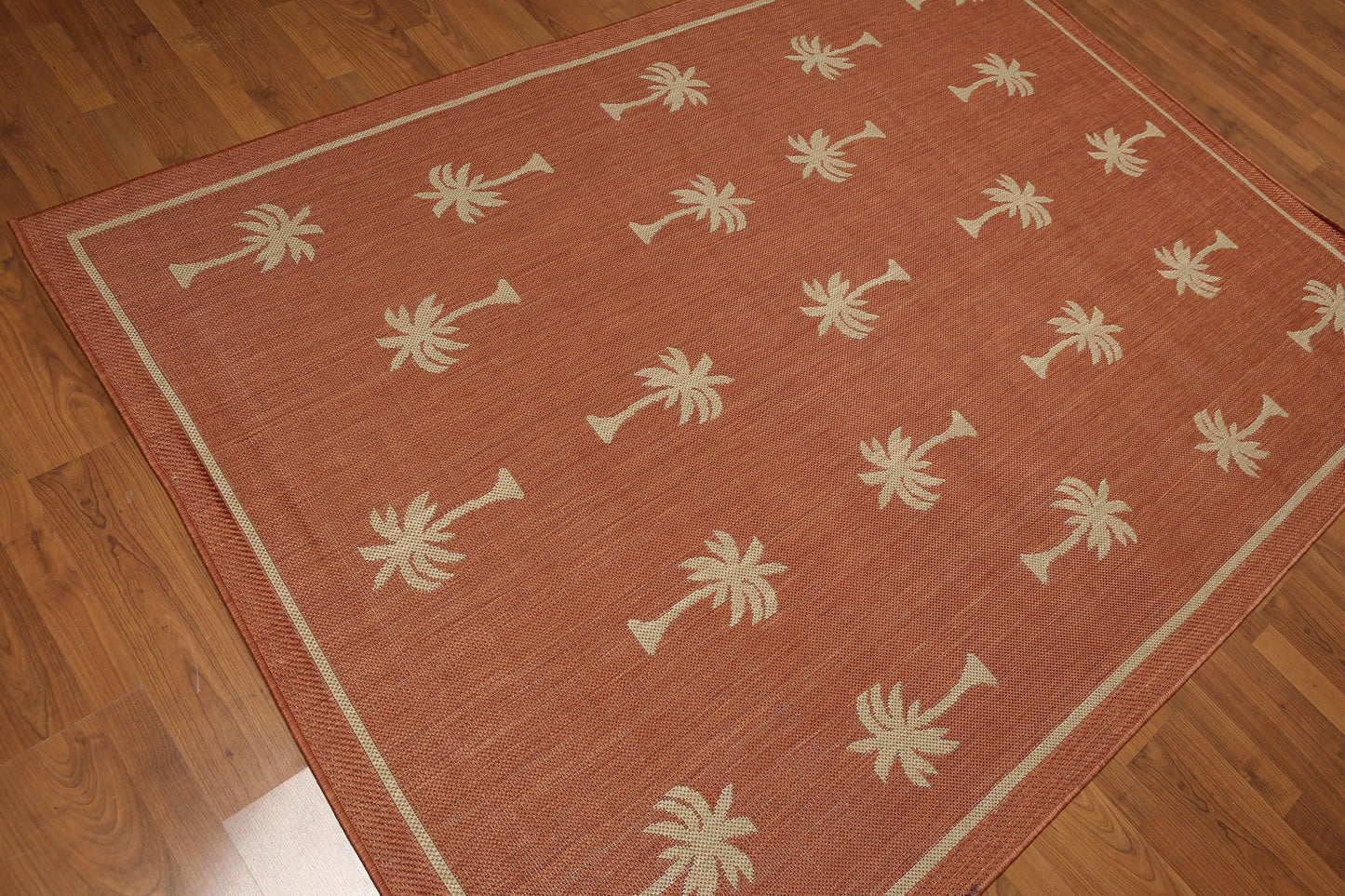 5'4"x7'8" Terracota, Beige, Multi Color Machine Made Polypropylene Indoor Outdoor Turkish Dhurry Rug