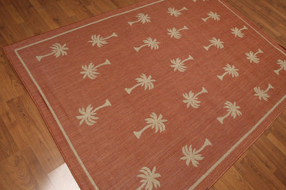 5'4"x7'8" Terracota, Beige, Multi Color Machine Made Polypropylene Indoor Outdoor Turkish Dhurry Rug