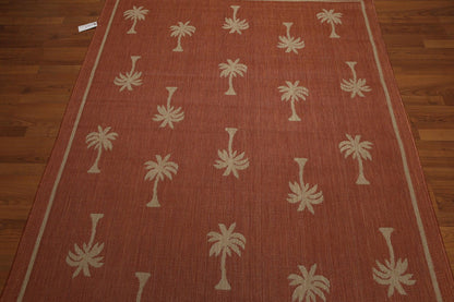 5'4"x7'8" Terracota, Beige, Multi Color Machine Made Polypropylene Indoor Outdoor Turkish Dhurry Rug