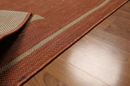 5'4"x7'8" Terracota, Beige, Multi Color Machine Made Polypropylene Indoor Outdoor Turkish Dhurry Rug