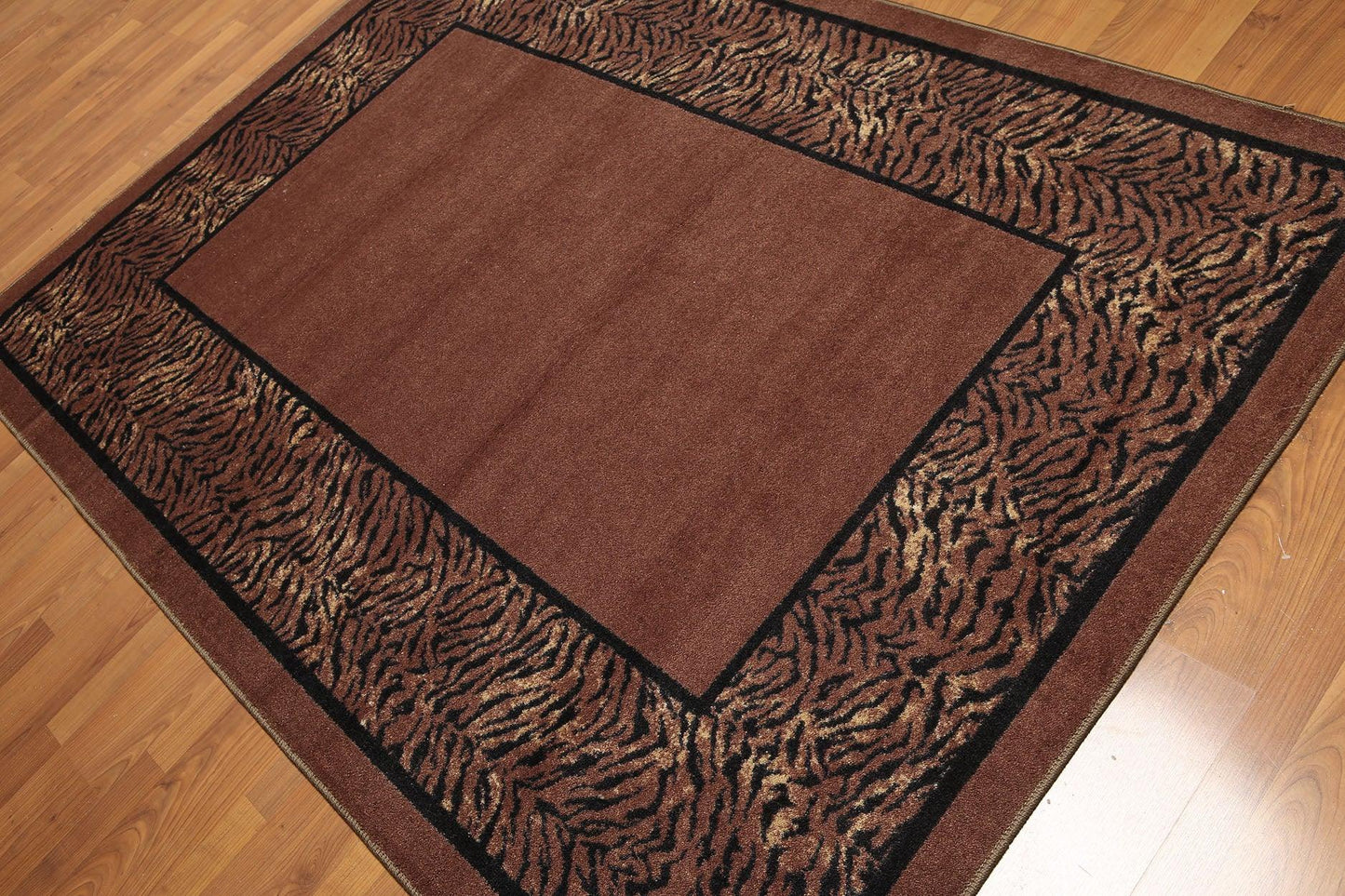 5'4"x7'8" Brown, Black Ivory, Multi Color Machine Made Polypropylene Indonesian High Density Hand Carved Effect Modern Oriental Rug