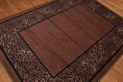 5'4"x7'8" Brown, Black Ivory, Multi Color Machine Made Polypropylene Indonesian High Density Hand Carved Effect Modern Oriental Rug