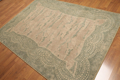 5'4"x7'8" Tan, Aqua, Multi Color Machine Made San Diego State Logo High Density Hand Carved Effect Modern Oriental Rug