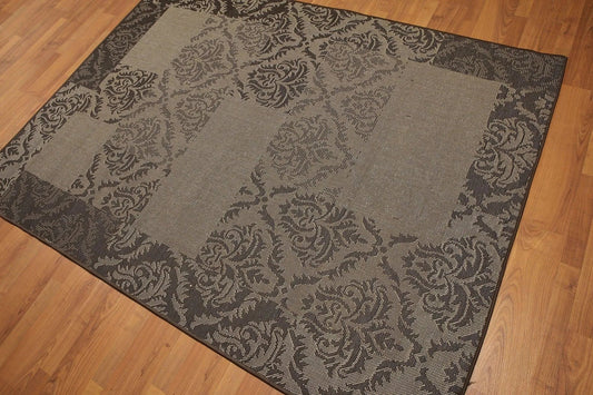 5'x7' Black, Gray, Multi Color Machine Made Polypropylene Indoor Outdoor Turkish Dhurry Rug