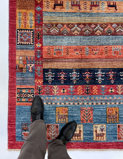 Afghan Gabbeh (4'02"x6'03") navy/blue/red