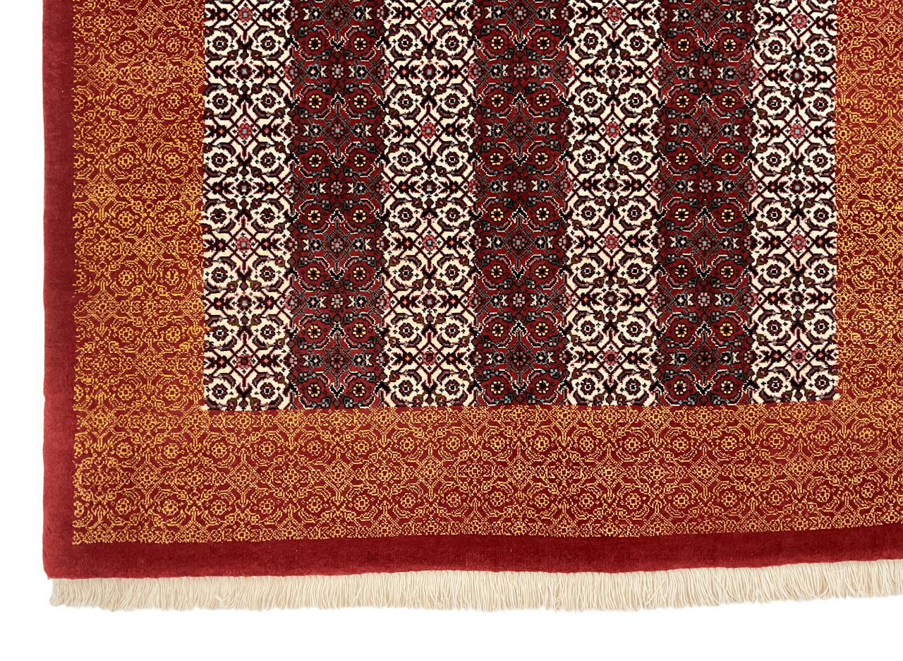 Persian Bijar Striped Herati Design (3'05"x5'01") rust/red/ivory