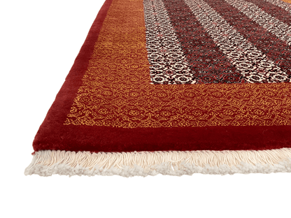 Persian Bijar Striped Herati Design (3'05"x5'01") rust/red/ivory