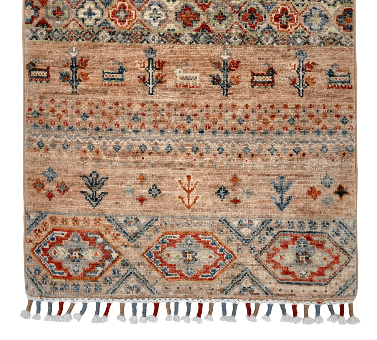 Afghan Gabbeh (2'00"x3'02") adobe/multicolor