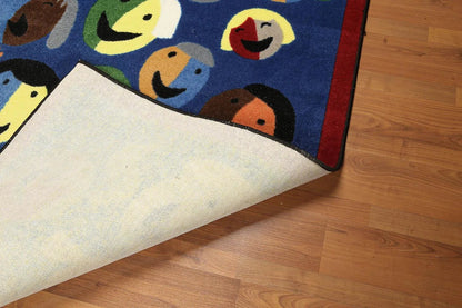 5' x 7' Contemporary Fun Smiles Emojis Area rug Full Pile AOR7432 - 5x7 Blue