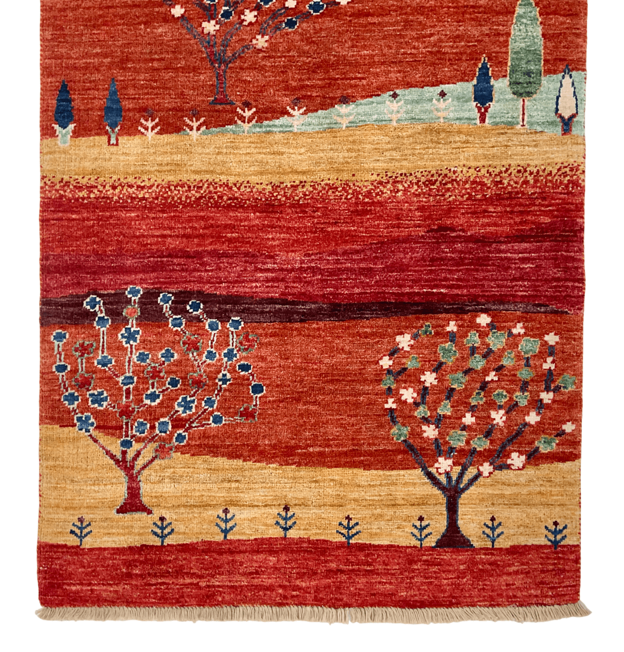 Scenic Afghan Gabbeh (2'08"x9'09") rust