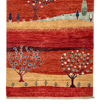 Scenic Afghan Gabbeh (2'08"x9'09") rust