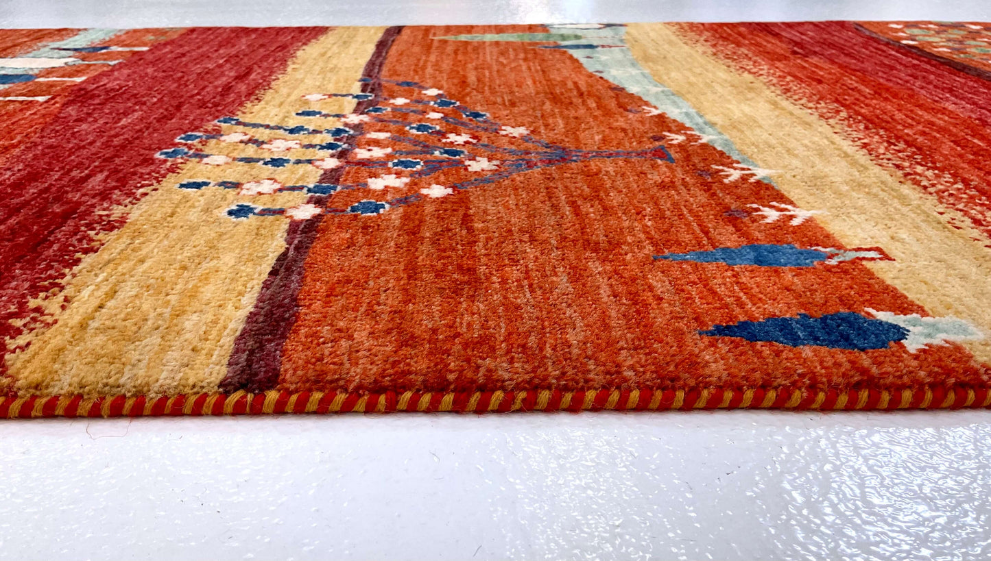 Scenic Afghan Gabbeh (2'08"x9'09") rust