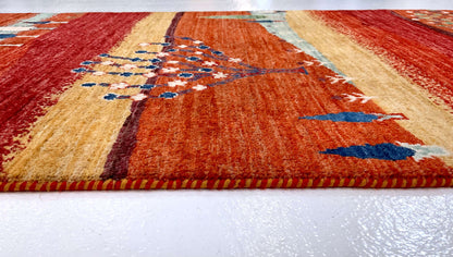 Scenic Afghan Gabbeh (2'08"x9'09") rust