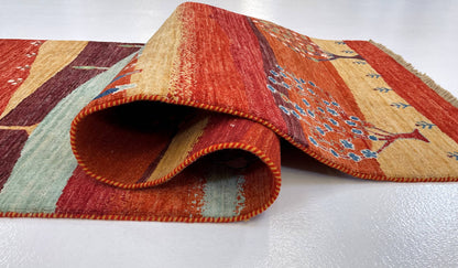 Scenic Afghan Gabbeh (2'08"x9'09") rust