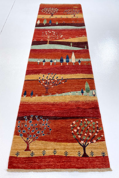 Scenic Afghan Gabbeh (2'08"x9'09") rust