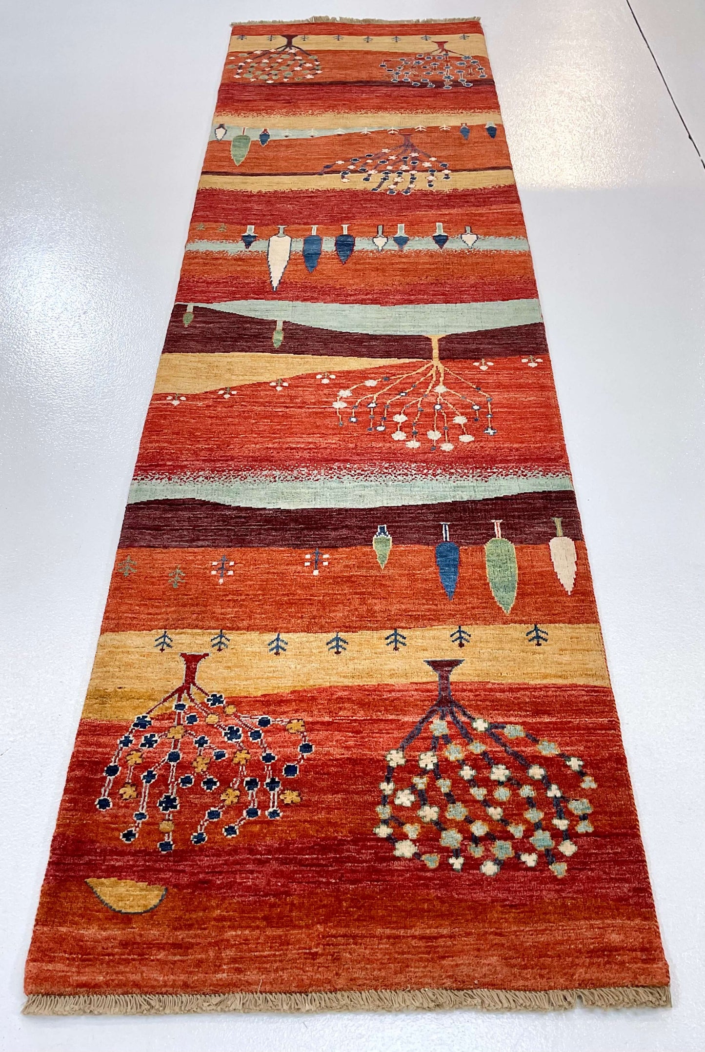 Scenic Afghan Gabbeh (2'08"x9'09") rust