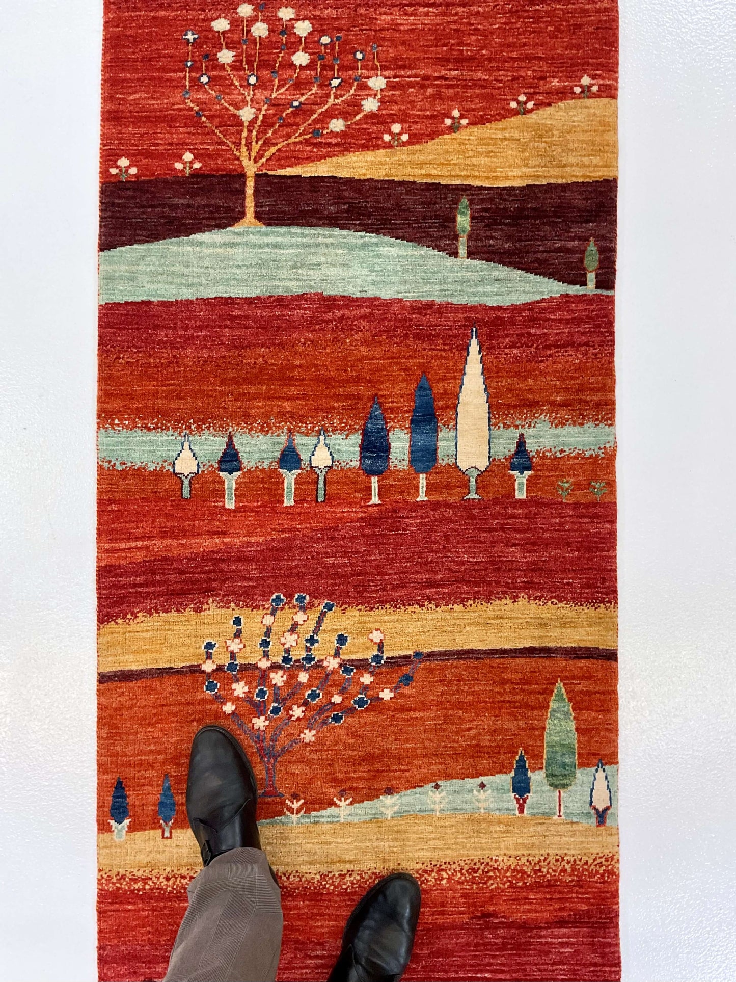 Scenic Afghan Gabbeh (2'08"x9'09") rust