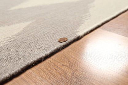 8'x10' Beige and Gray Color Hand Woven Kilim Dhurry 100% Wool Rug