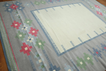 8x10 Ivory Machine Made Southwestern 100% Wool Oriental Area Rug