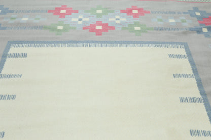 8x10 Ivory Machine Made Southwestern 100% Wool Oriental Area Rug