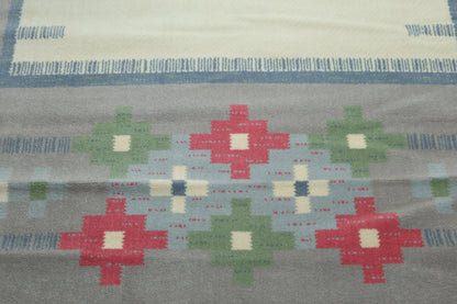 8x10 Ivory Machine Made Southwestern 100% Wool Oriental Area Rug