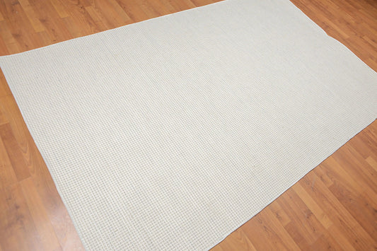 4' x 6' Handmade Textured Geometric 100% Wool Flat Pile Area Rug 4 x 6 Beige
