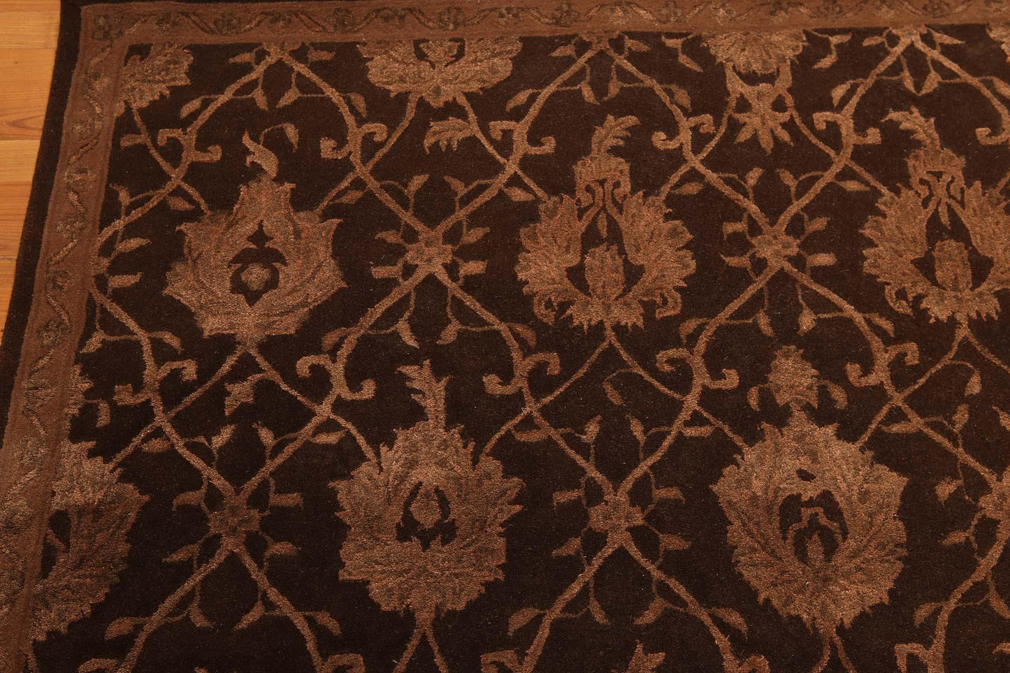 5'6" x 8'6" Handmade Wool & silk Oriental Area Rug Traditional Brown