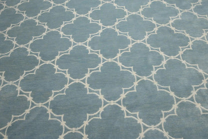 Hand Knotted Tibetan 100% Wool Area rug Blue 8' x 11'