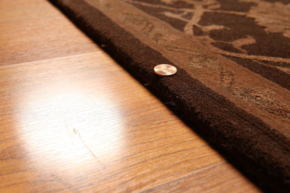 5'6" x 8'6" Handmade Wool & silk Oriental Area Rug Traditional Brown