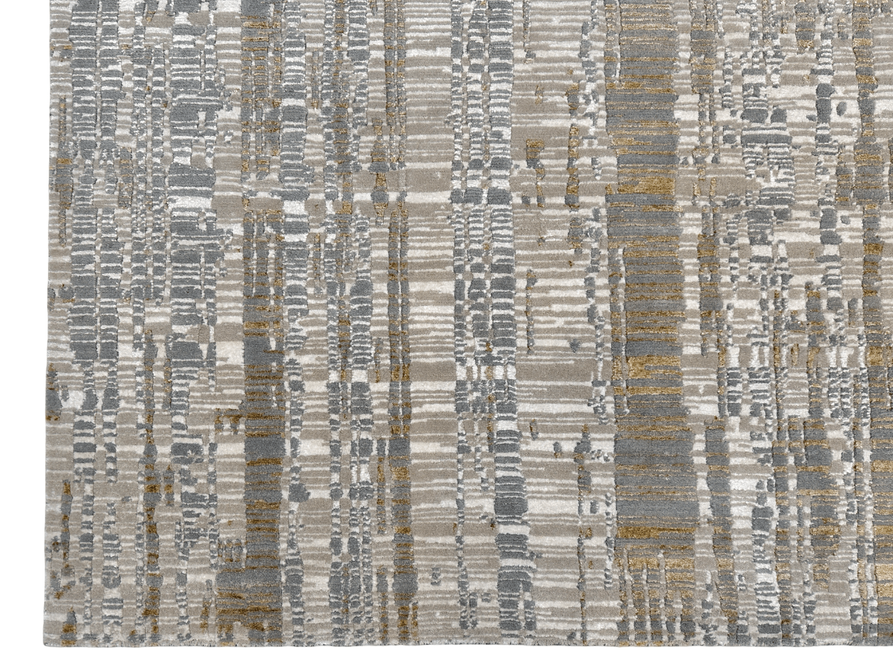 Contemporary Carved Tibetan 9x12 (ivory/gold/gray)