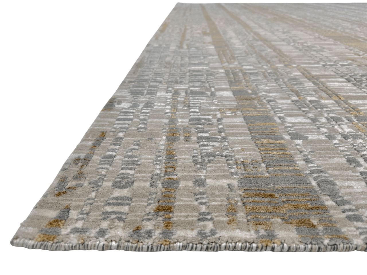 Contemporary Carved Tibetan 9x12 (ivory/gold/gray)