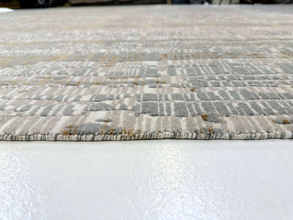 Contemporary Carved Tibetan 9x12 (ivory/gold/gray)