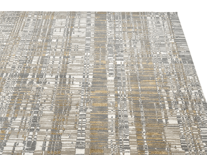 Contemporary Carved Tibetan 9x12 (ivory/gold/gray)